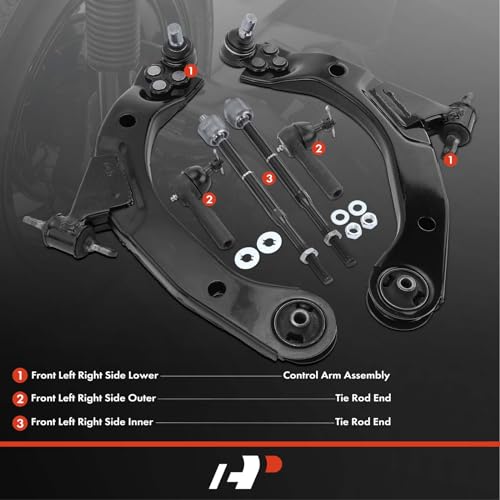 A-Premium Set of 6, Front Lower Control Arm, Inner & Outer Tie Rod End, Compatible with Chevrolet HHR 2008-2010, Cobalt 2005-2010, Pontiac G5 2007-2010, Pursuit 2005-2006, Saturn Ion 2003-2007 by A-premium - Image 2