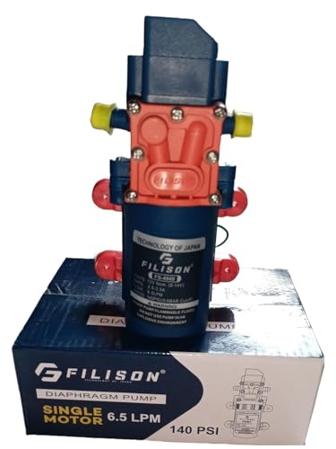 DC 12V 80W Micro Electric Diaphragm Water Pump High Pressure Car Washing Spray Automatic Switch and Adapter DC Power Supply 140 PSI PUMP with PIPE