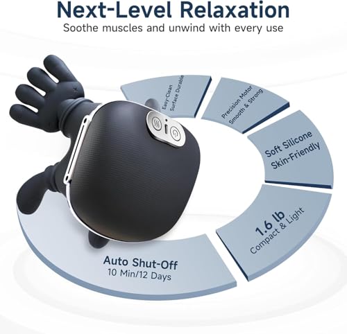 Image of Careboda Hand Shape Neck Massager for Cervical Pain Relief - 4D Bionic Kneading Shoulder Massager with Heat, Wireless Electric Massager Machine for Back & Body Pain (HAND-BLK)