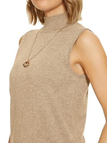 Image of INKOFF Sleeveless Mock Neck Turtleneck Knit Tops Women Dressy Casual Sweater Vest Business Work Tank