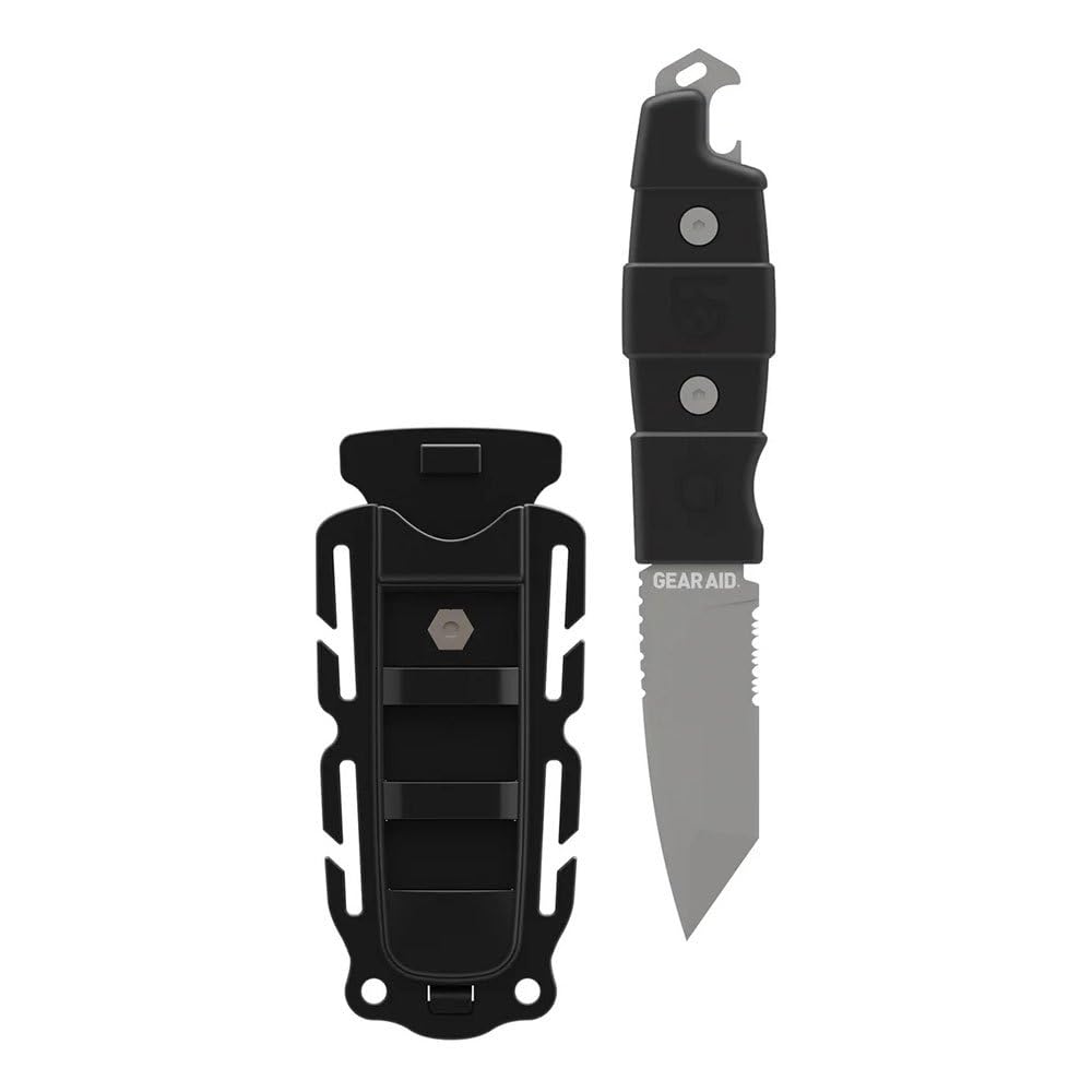 GEAR AID Kotu Tanto Fixed Blade Knife for the Outdoors with Quick Release Sheath, Titanium-Coated 3” Blade