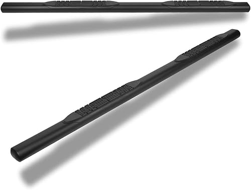 Estribos ovalados de 4 pulgadas color negro mate con barra Nerf para Chevy SilveradoGMC Sierra 07-18 cabina doble extendida