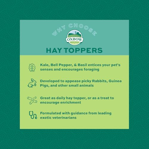 Oxbow Hay Toppers Garden Blend, Bunny Treats, Foraging Enrichment for Rabbits, Chinchillas, Guinea Pigs, and Other Small Herbivores, Timothy Hay Topper, Premium Rabbit Food Additive, 2oz