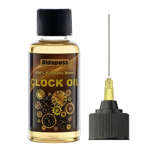 Premium Clock Oil with Oil Applicator, High-Viscosity Synthetic Lubricant for Smooth Pendulum & Gear Movement, Long-Lasting, Non-Gumming, Odorless Formula – Safe for Wood & Metal Clock Mechanisms