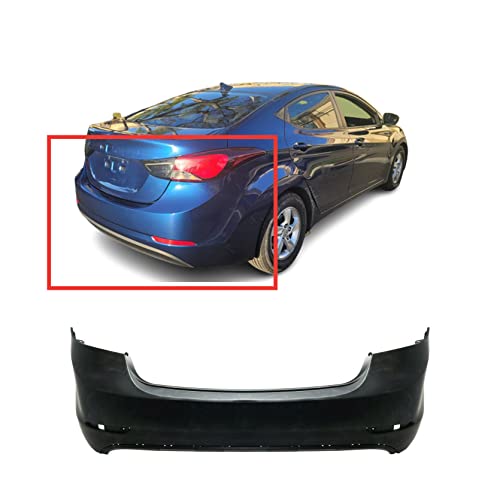 FitParts Compatible With Rear Bumper Cover 2014 2015 2016 Hyundai Elantra L GL GLS Limited SE Sport Sedan 14 15 16. New, Primed and Ready for Paint. W/o Parking Aid Sensor Holes.