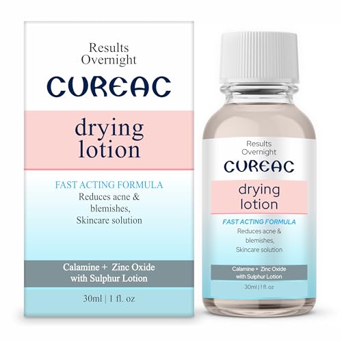 Salve Cureac Drying Lotion with Calamine Zinc Oxide & Sulphur - 1.01 fl oz / 30 ml | Acne & Spot Care Lotion for Clear & Balanced Skin