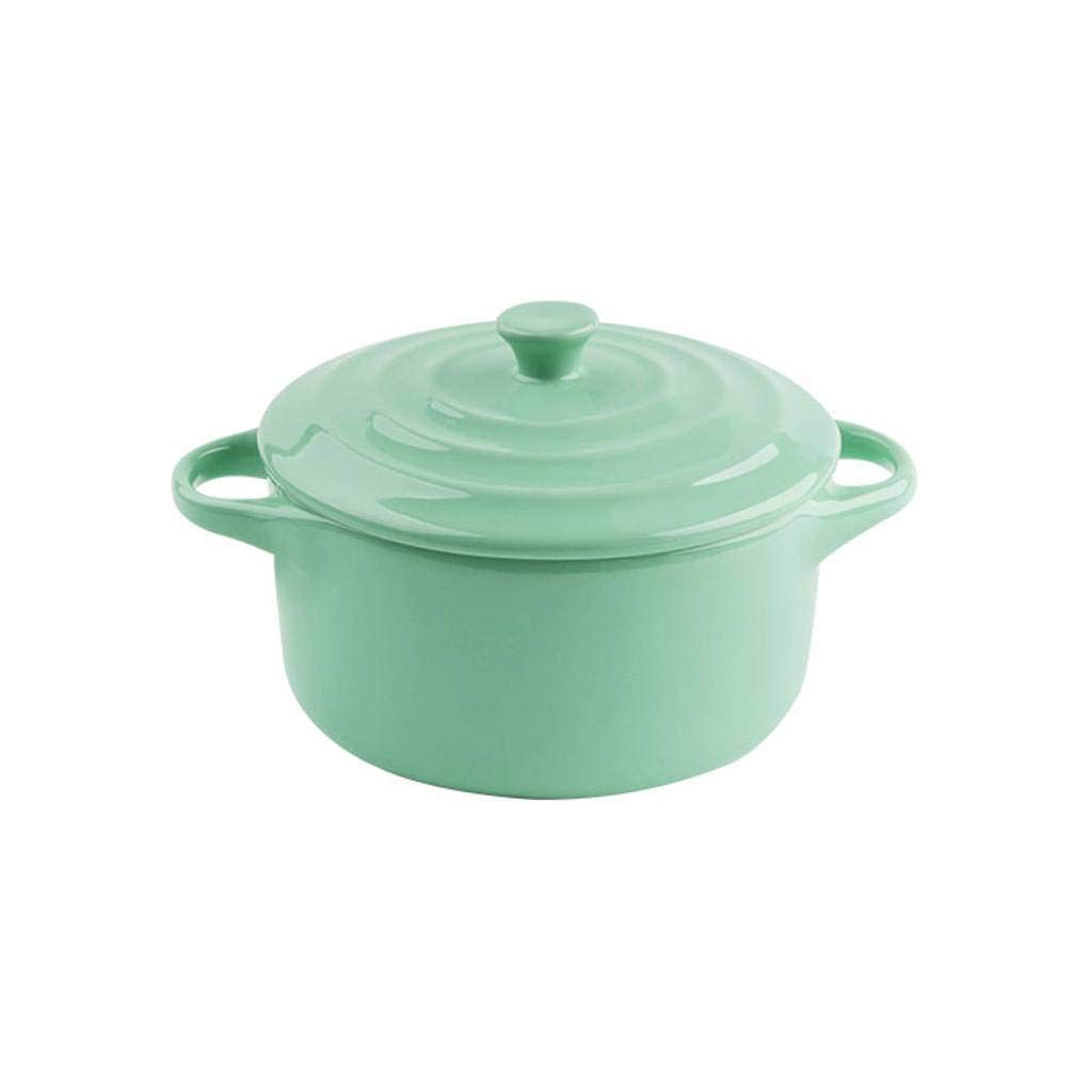 Bol à Soupe Bols avec poignée en céramique avec Membre bébé Oeuf crème pâtissière Oeuf cuit à la Vapeur Porridge Petit déjeuner Salade de fruits-vert-430ML