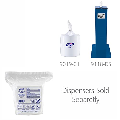 Purell Hand Sanitizing Wipes, Alcohol Free Formula, 1200 Count Wipes Refill for Purell High Capacity Wall and Floor Stand Wipes Dispenser (Pack of 2) - 9118-02