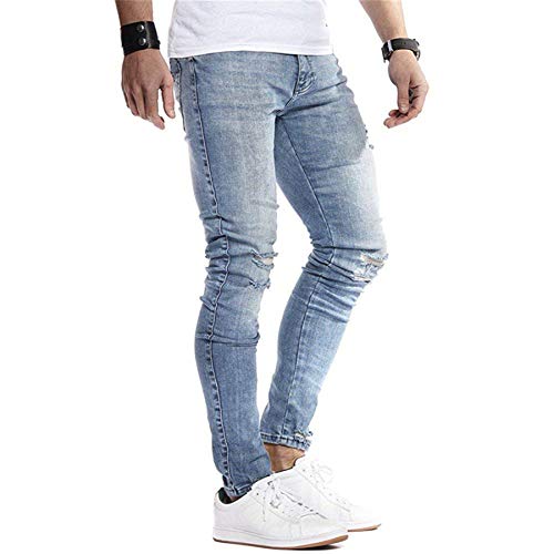 Andongnywell Mens Skinny Ripped Stretch Jeans Slim Fit Destroyed Trousers Distressed Stretchy Denim Pants3