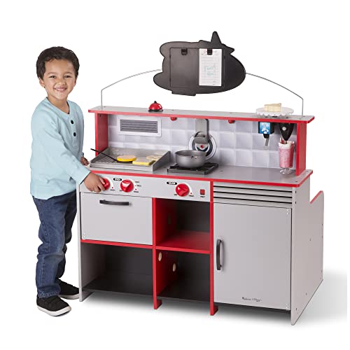 image for Melissa & Doug Double-Sided Wooden Star Diner Restaurant Play Space, R