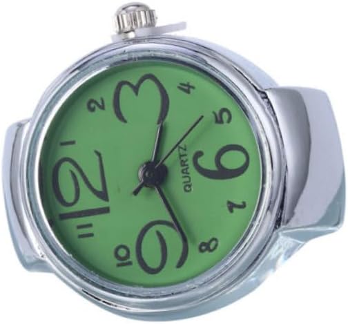 Unique Ring Watch for Couples Snow Short Design Mini Ring Watch for Women Men Big Numbers Green