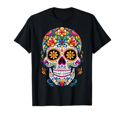 Sugar Skull Halloween Calavera Costume Dia De Los Muertos T-Shirt