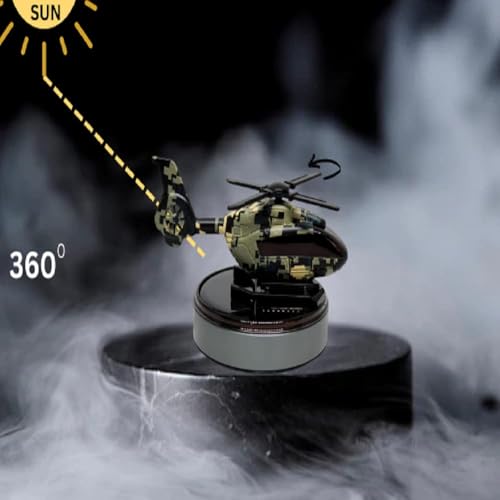Image of YOURKARTS.COM New Solar Powered Car Perfume Diffuser | Auto Rotation Fan Military Helicopter Car Air Freshener For Car Dashboard With Liquid Perfume, 10 ml