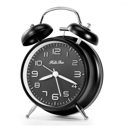 Hdisha Loud Alarm Clock for Heavy Sleepers, 6 inch Battery Operated Twin Bell Alarm Clock with