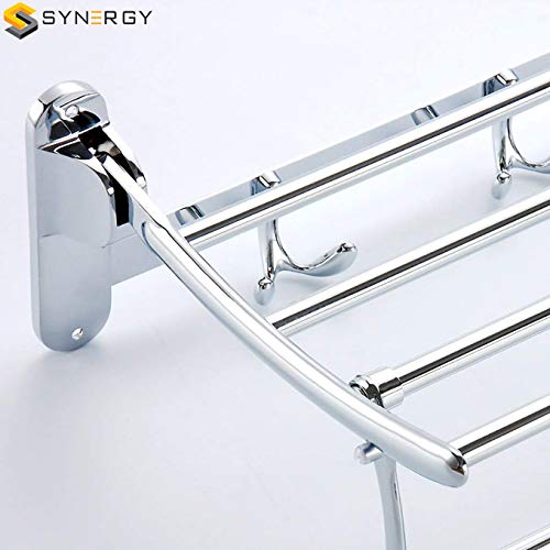 Image of SYNERGY - Platinum 24 Inch Stainless Steel Folding Towel Rack /Holder /Towel Stand for Bathroom (Chrome Finish) -TH4v2