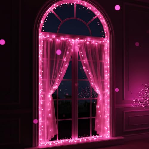 Image of 40 Meter 140 LED String Lights for Home Decoration| Waterproof Decorative Fairy Lights for Indoor Outdoor Use|Pixel Light for Balcony, Garden, Diwali, Wedding & Festival Lighting (Pink)
