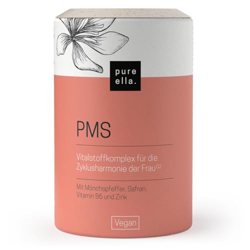 Pure Ella Vitalstoffkomplex für Frauen - Enthält Mönchspfeffer, Frauenmantel, Safran, Vitamin C, B6 & Zink - Für die Zeit vor der Menstruation - Natürlich, hormonfrei, vegan - 60 Kapseln
