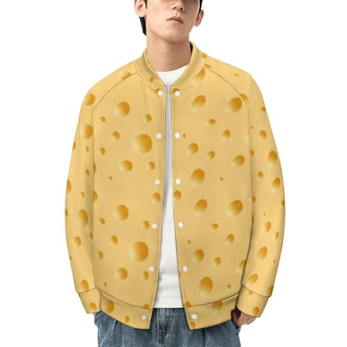 Cheese Jackets Men's Baseball Bomber Jackets Oversize Tops Slim Fit Button Bombers Jacketss Lightweight Varsity Spo3