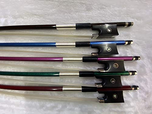 Miniatura 2 de Violín 1 unids de 44 rojo o azul o rosa o café o verde fibra de carbono arco violín equilibrio bien pelo caballo - (color café)