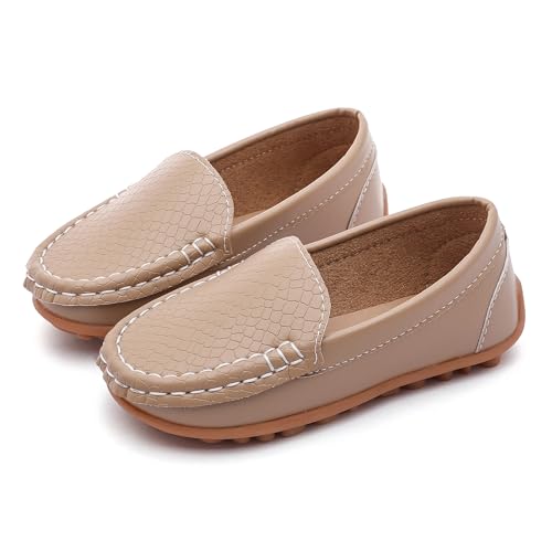 Image of Boys Loafers PU Leather Slip-On Toddler Dress Shoes Non-Slip Sole Kids Moccasins for School Events and Daily Wear