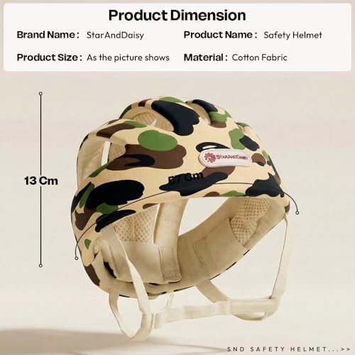 Image of StarAndDaisy Baby Safety Helmet for Head Protection | Soft Cotton Baby Helmet with Cushion Padding | Adjustable Baby Head Protector for Crawling & Walking Toddlers -Army