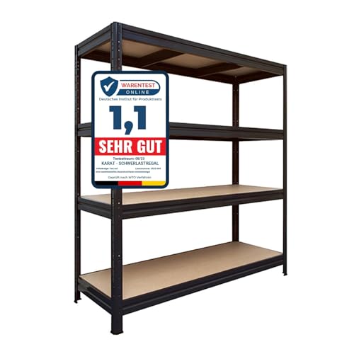 OfficeMarshal Schwerlastregal extra breit - XXL Breite 200 cm - Metallregal mit 1200 kg...