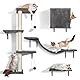Zvonema Kletterwand Katzen, Katzen wandelemente, Kletterwand Set 10-teilig, mit Hängebrücke mit Rutschfestem,Stabiler Kratzsäulen mit Sisal,Ruhe und Spielwandregal mit Spurenkugel, bis 10 kg