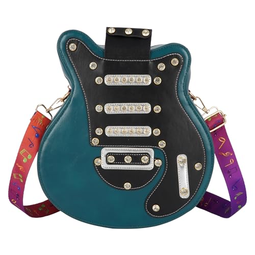 Image of U Scinan Womens Stylish Backpack Guitar Style Shoulder Crossbody Bag PU Leather Sling Bag, Green, One Size