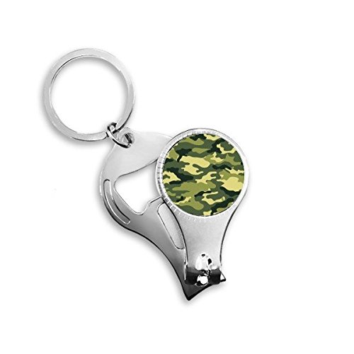 Pince à ongles décapsuleur porte-clés métal motif camouflage grain art