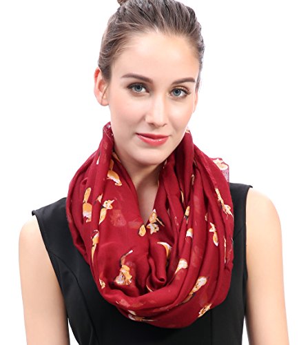 Lina & Lily Fox Animal Print Women's Infinity Scarf Lightweight