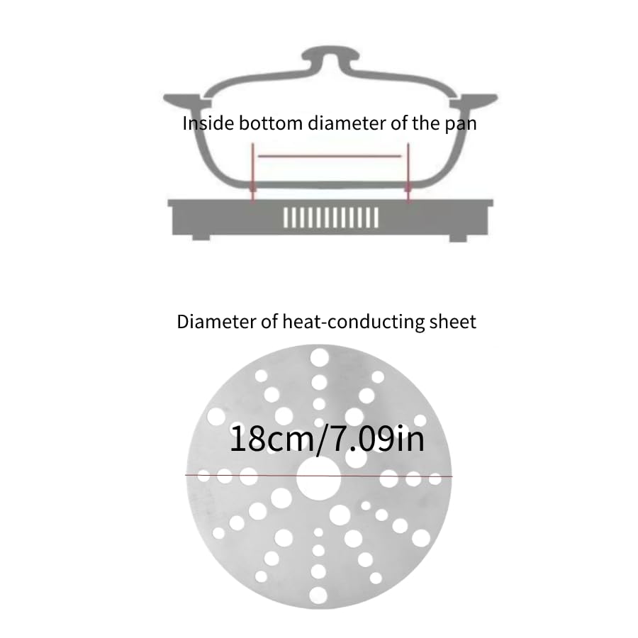 Diffusore Di Calore Per Piano A Induzione - Acciaio Inox 7.09 Pollici - Per Pentole Non Magnetiche - Foto 3