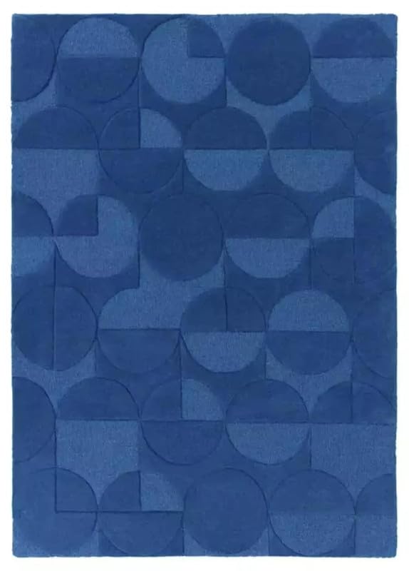 Image of Hand Tufted Modern Design Exported Collection High Low Pattern Wool Carpet for Living Room, Bedroom & Hall (Light Blue, 7 x 10 Feet)