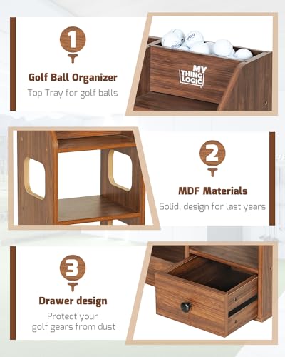 Mythinglogic-Wooden-Golf-Bag-Storage-Rack-for-1-Full-Size-Bag-with-Drawer-Holds-full-size-Golf-Bag-with-Drawer-and-Ball-Holder-Furniture-Style-MDF-Storage-for-Home-OfficeGarage-or-Simulator-Rooms