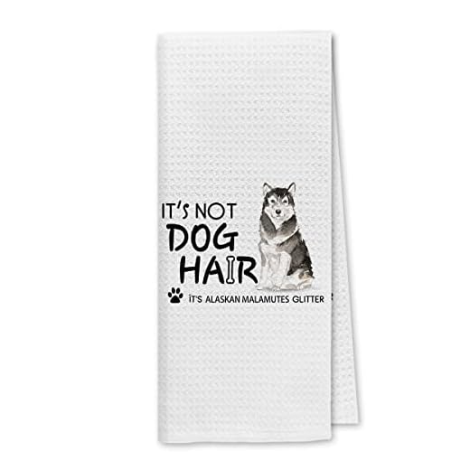 Dibor It’s Not Dog Hair It’s Alaskan Malamutes Glitter Kitchen Towels Dish Towels Dishcloth,Cute Dog Decorative Absorbent Drying Cloth Hand Towels Tea Towels for Bathroom Kitchen