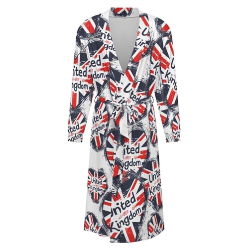 I Love United Kingdom Soft Robe Long Sleeve Bathrobes V Neck Sleepwear Spa Robes with Belt Men Woman4