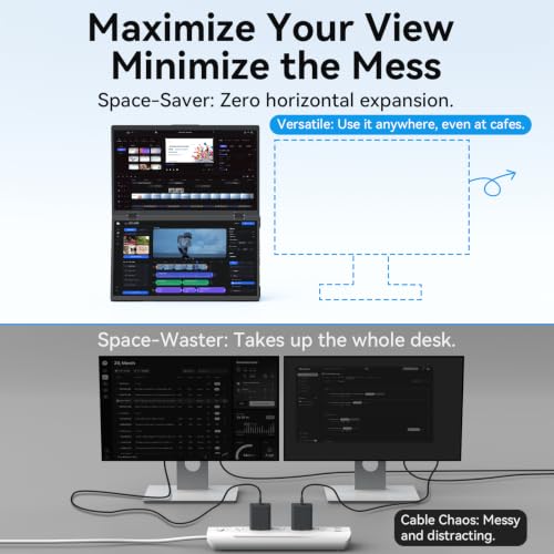 Image of MAGICRAVEN Portable Dual Monitor for Laptop, Foldable Laptop Screen Extender, Plug & Play No Driver, 1080P FHD IPS 100Hz Triple Screen for Travel & Office, Compatible with Mac, Windows -23.8 inch