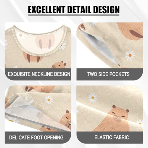 senya Cute Capybara Daisy Flower B Summer Pajamas Set Short Cotton Sleepwear 2 Piece4