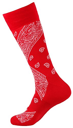 LEAF Paisley Design Cotton Mens Socks (One Size, Red)