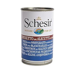 Schesir Tuna with Natural Anchovies Wet Cat Food - 140 g Each - Pack of 4
