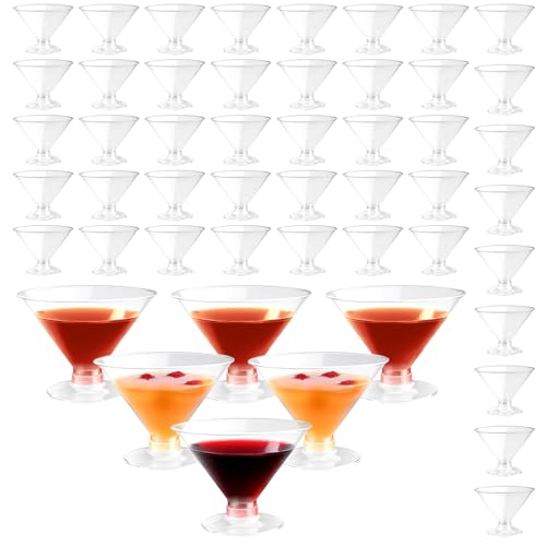 Zosenyer 50 Piezas Copas para Martini de Plástico, 150ml Copas de Vino Plastico Reutilizable para Bodas,Cumpleaños,Fiestas,Cerveza, Vino, Cóctel