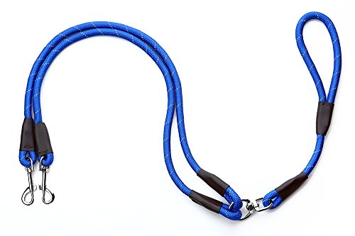 Yommy Sangle pour Deux Chiens 1.2 x 120 cm Nylon Réfléchissant Rotatif de 360 ° Double Courroie Entraînement Chien