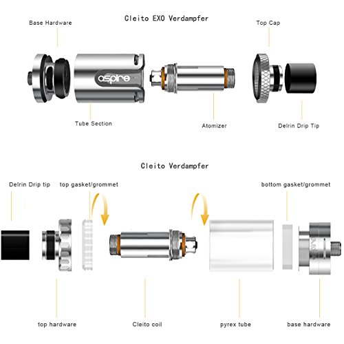 Aspire Cleito Coils für Aspire Cleito Verdampfer/EXO Verdampfer, 0,4 ohm Ersatz-Verdampferköpfe Set, 5 Stück – Bild 5