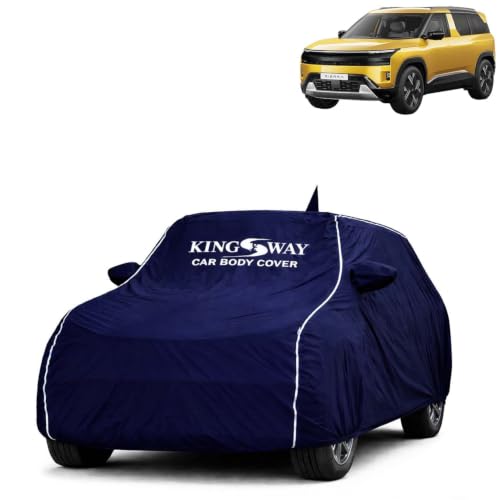 Image of KINGSWAY Super Waterproof Car Cover Only with Tata Sierra (Year 2025 Onwards - All Model) | Mirror and Antenna Pockets | All Weather Car Body Cover with Silver Piping | Blue