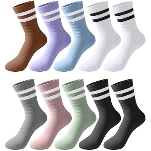 VEGCOO 10 Pairs Women’s Sports Crew Socks Cover