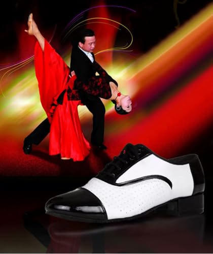 Men's Dance Shoes, Lace-Up Cowhide Leather Salsa Tango Waltz Ballroom Latin Dance Shoes for Outdoor 7