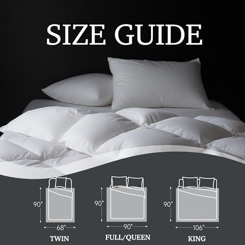 Hotel Grand Luxury White Goose Feather Down Fiber Comforter King Size, 100% Cotton All Season Duvet Insert King, Fluffy Medium Warmth Bedding Comforter with 8 Corner Loops, White 106x90 Inch
