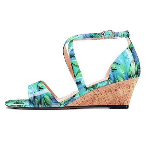 Aachcol Women Platform Sandals Clear Peep Open Toe Ankle Strap Wedge Mid Low Heel Dress Shoes Office Wedding Patent 2 Inch2