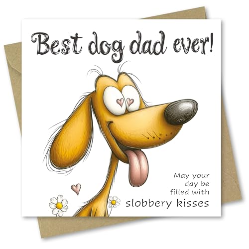 Fathers Day Card. Dog Dad Design. Card with Envelope. 150x150mm when folded.