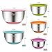 Blingco Mixing Bowls with Airtight Lids, Stainless Steel Metal Nesting Bowls Set of 5, Size 5, 3, 2, 1.5, 0.63 QT,3 Grater Attachments, Colorful Non-Slip Bottoms,Great for Mixing & Serving