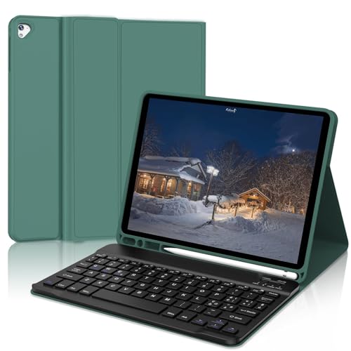 IVEOPPE Cover iPad 6 Generazione 9.7' con Tastiera, Custodia Tastiera Italiano Bluetooth staccabile per iPad 5/Pro 9.7/Air 2/Air 1, Verde scuro